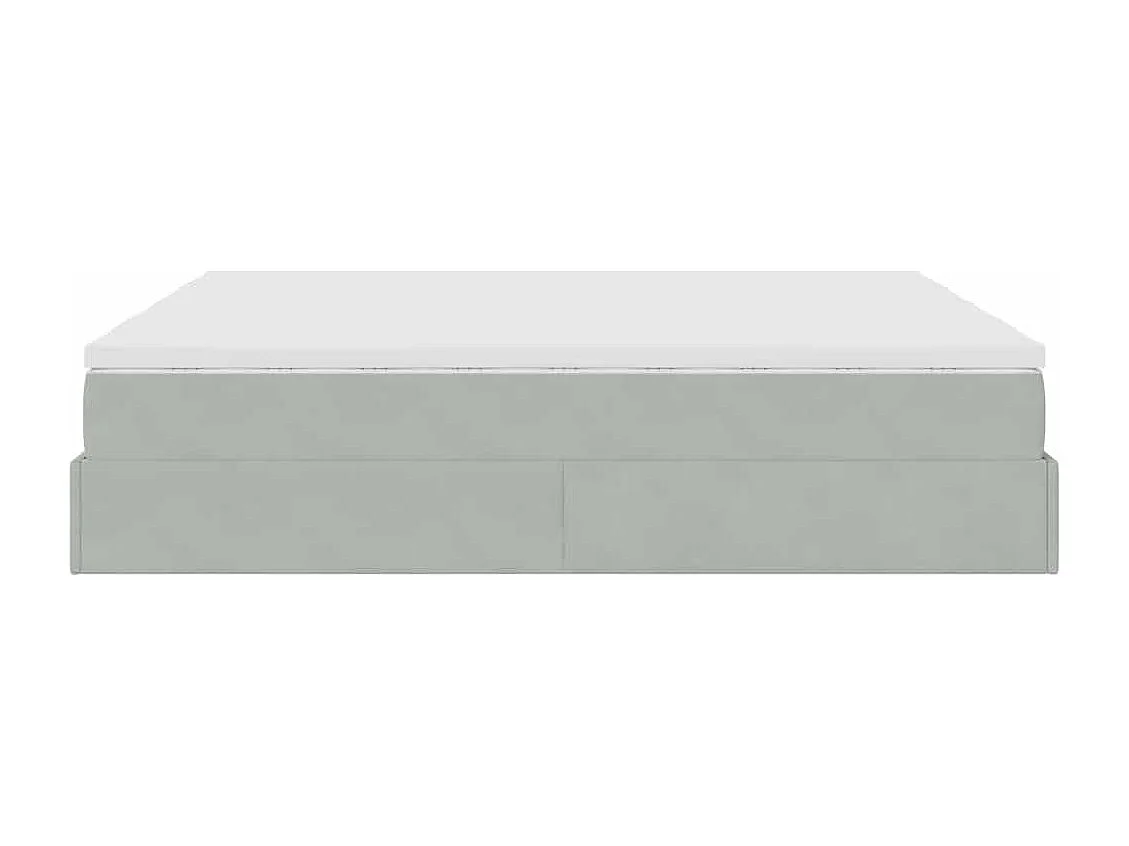 Cadre de lit ottoman avec matelas gris clair 200x200 cm velours