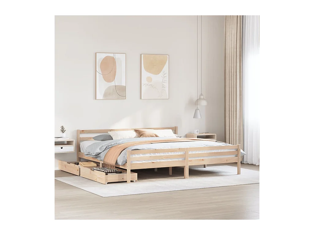 Cadre de lit sans matelas 200x200 cm bois massif de pin