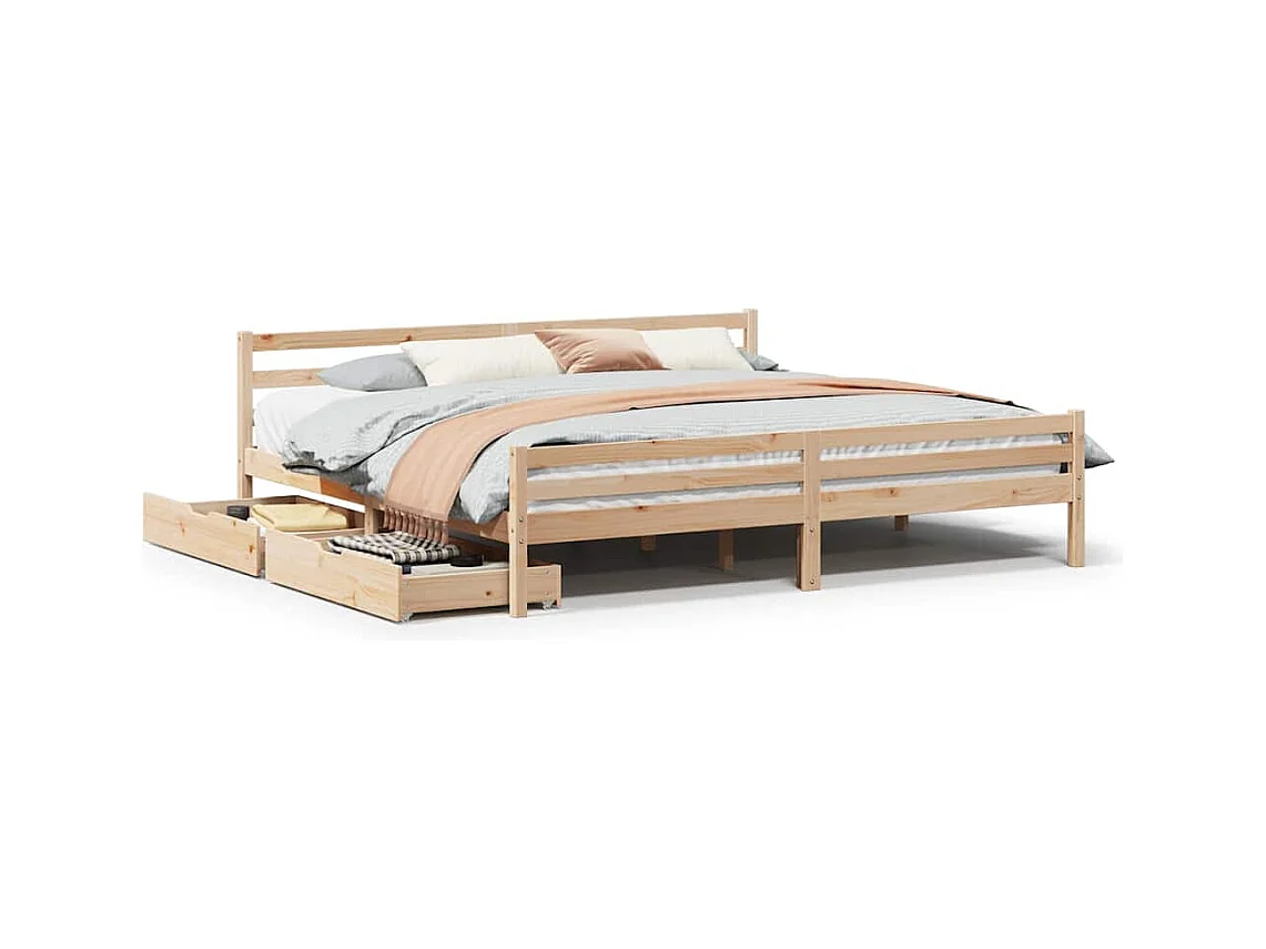 Cadre de lit sans matelas 200x200 cm bois massif de pin