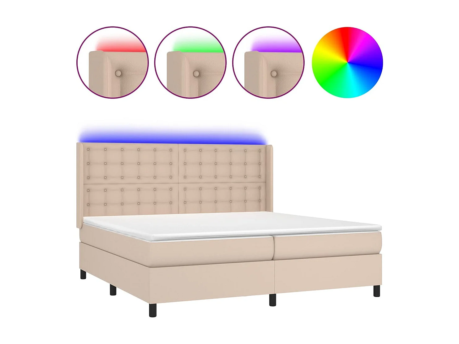 Sommier à lattes de lit matelas LED Cappuccino 200x200 cm