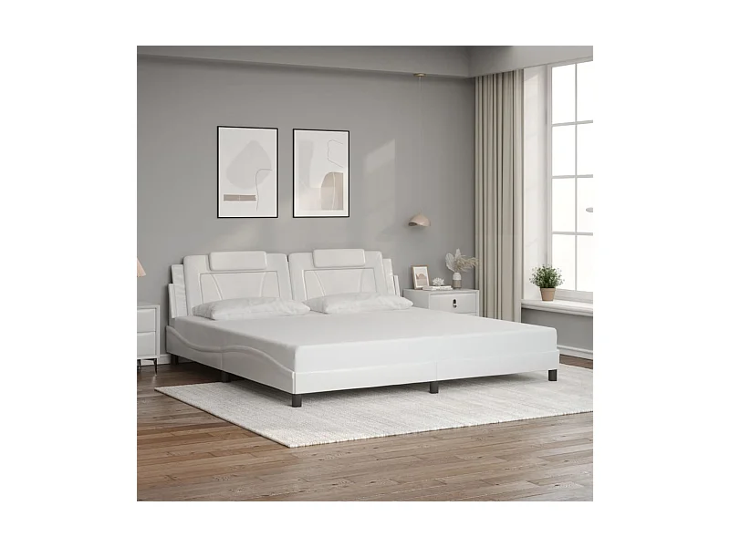 Giroletto Viana senza Materasso Bianco 200x200 cm in Similpelle