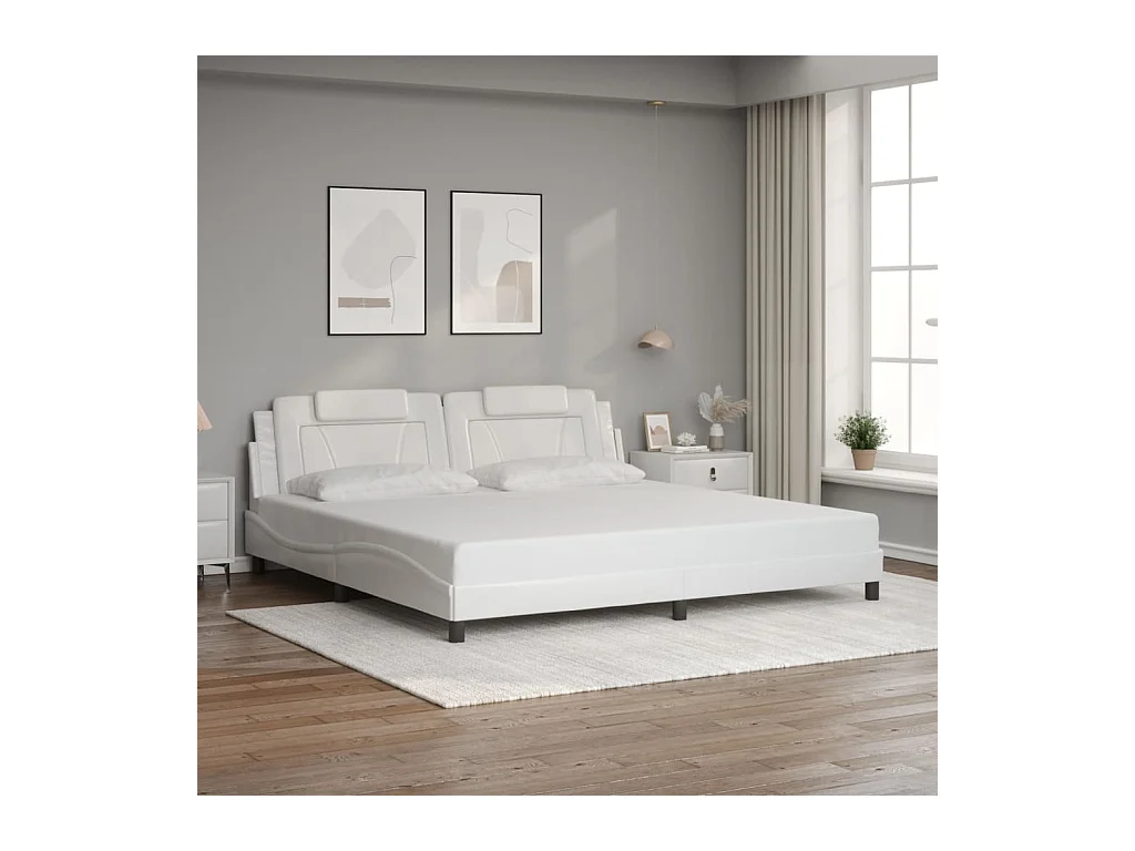 Bettgestell "Viana" ohne Matratze Weiß 200x200 cm Kunstleder