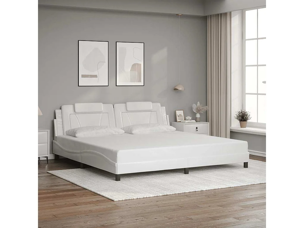 Bettgestell "Viana" ohne Matratze Weiß 200x200 cm Kunstleder