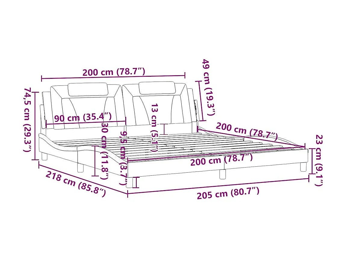Giroletto Viana senza Materasso Bianco 200x200 cm in Similpelle