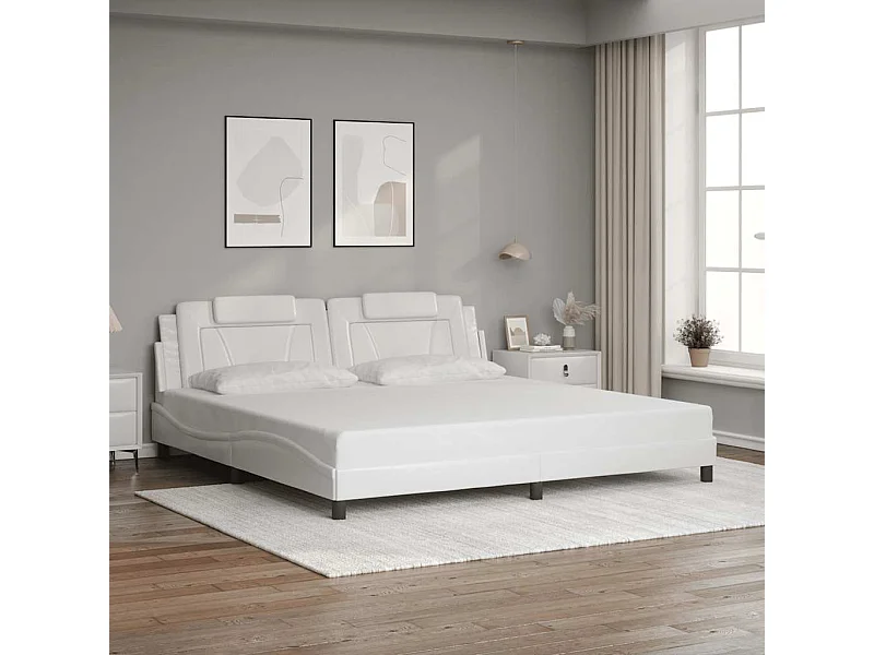 Bettgestell "Viana" ohne Matratze Weiß 200x200 cm Kunstleder