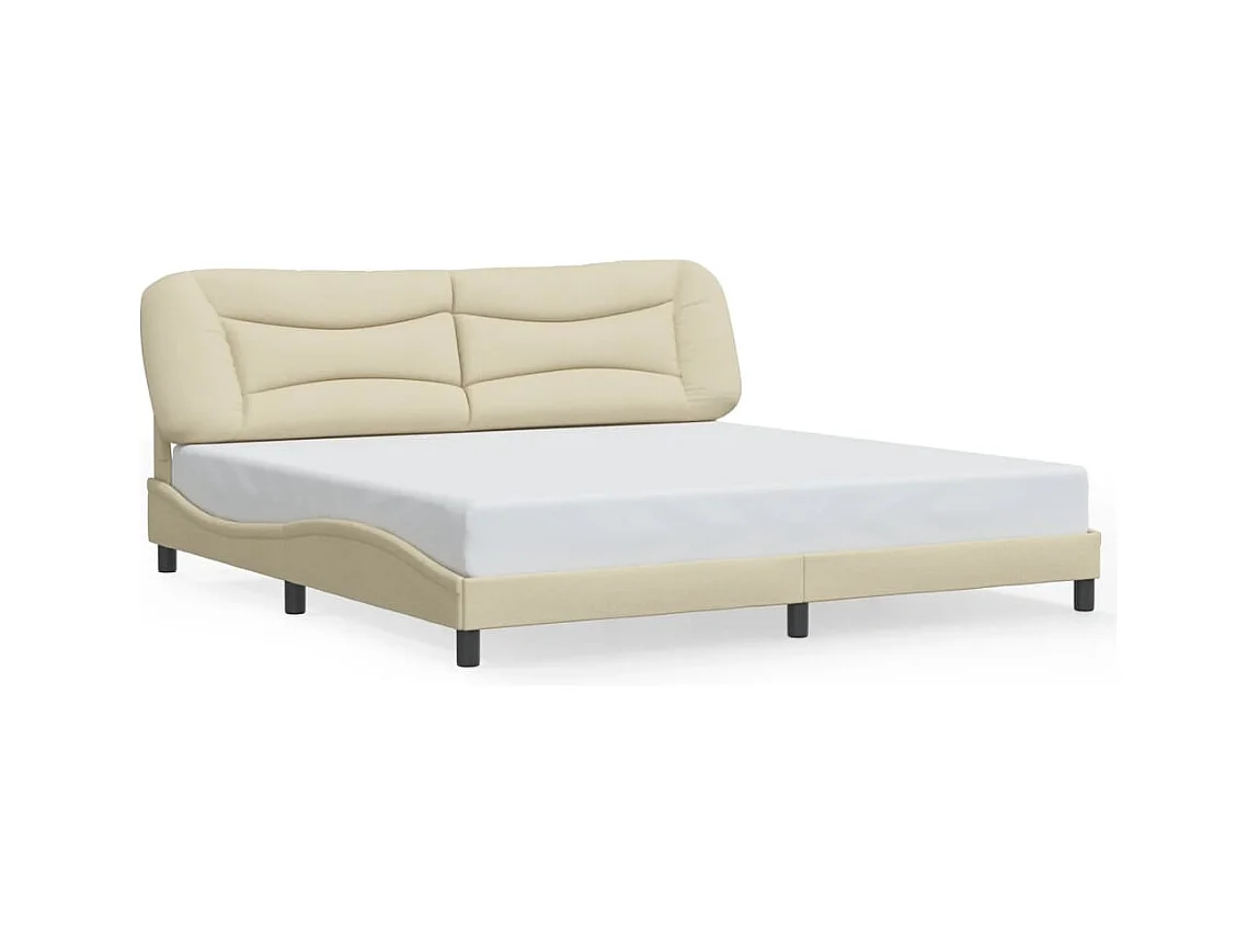Cadre de lit avec LED sans matelas Hvar crème 200x200 cm tissu