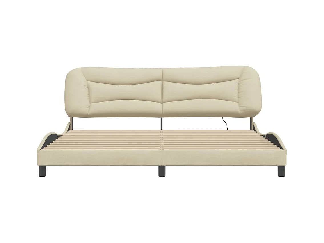Cadre de lit avec LED sans matelas Hvar crème 200x200 cm tissu