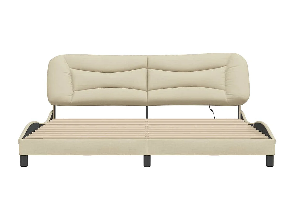 Estructura de cama con LED sin colchón Hvar tela color crema 200x200 cm
