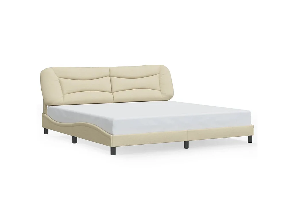 Bettgestell mit LED ohne Matratze "Hvar" Creme 200x200 cm Stoff