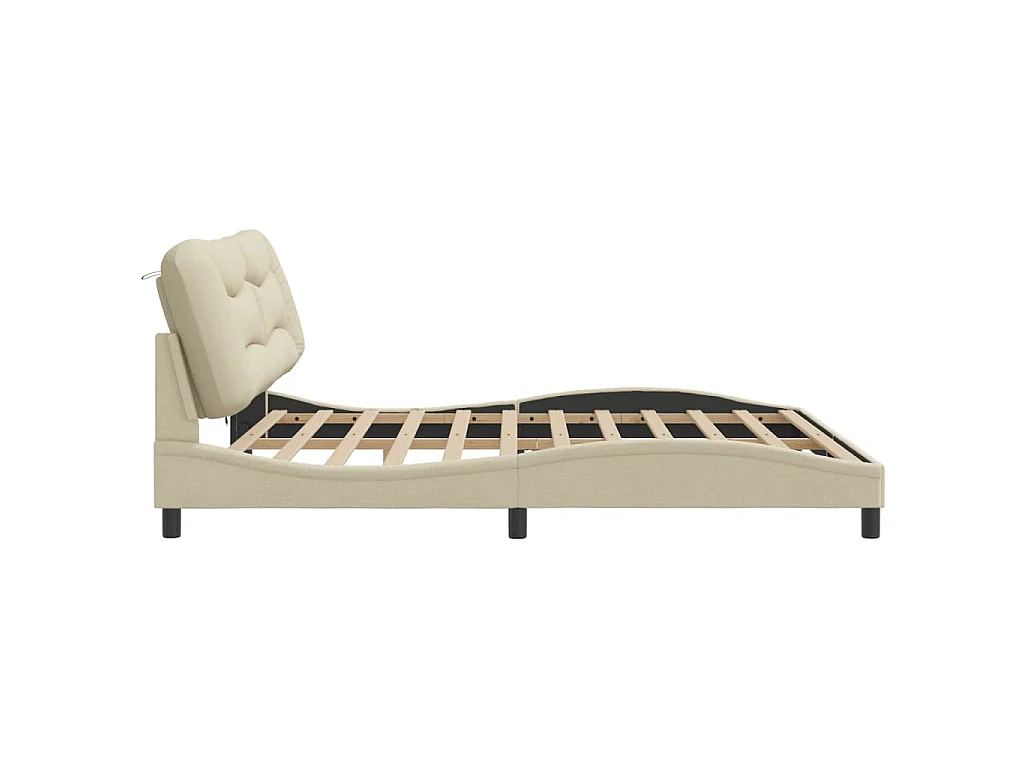Bettgestell mit LED ohne Matratze "Hvar" Creme 200x200 cm Stoff