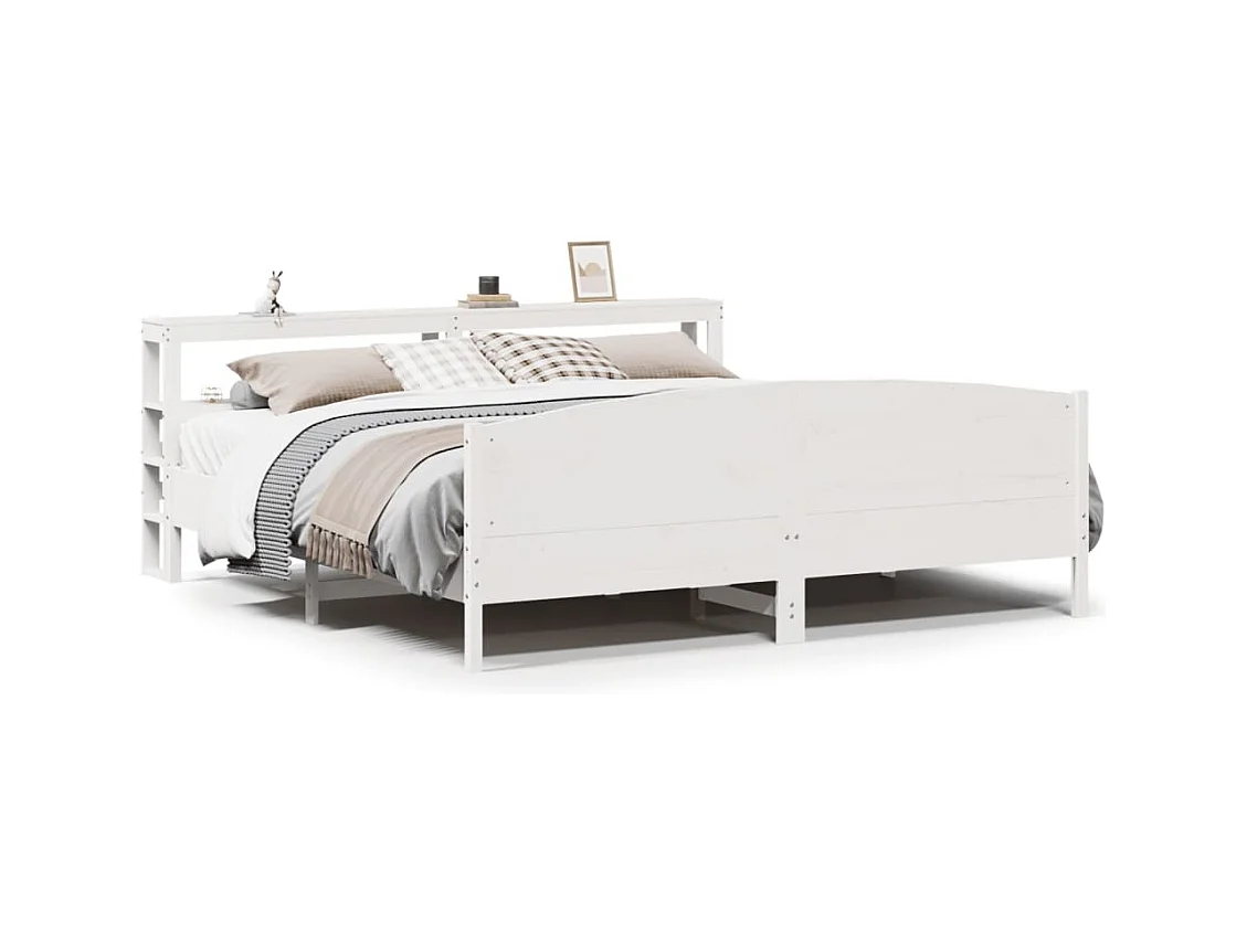 Cadre de lit sans matelas blanc 200x200 cm bois massif de pin