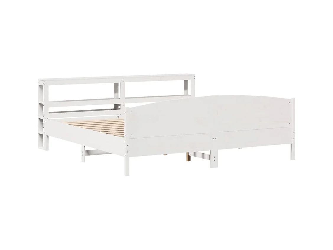 Cadre de lit sans matelas blanc 200x200 cm bois massif de pin