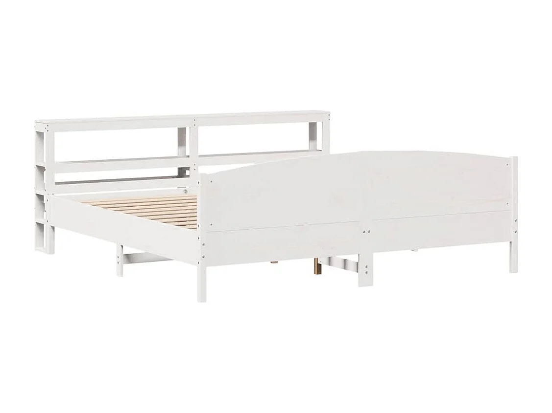 Cadre de lit sans matelas blanc 200x200 cm bois massif de pin