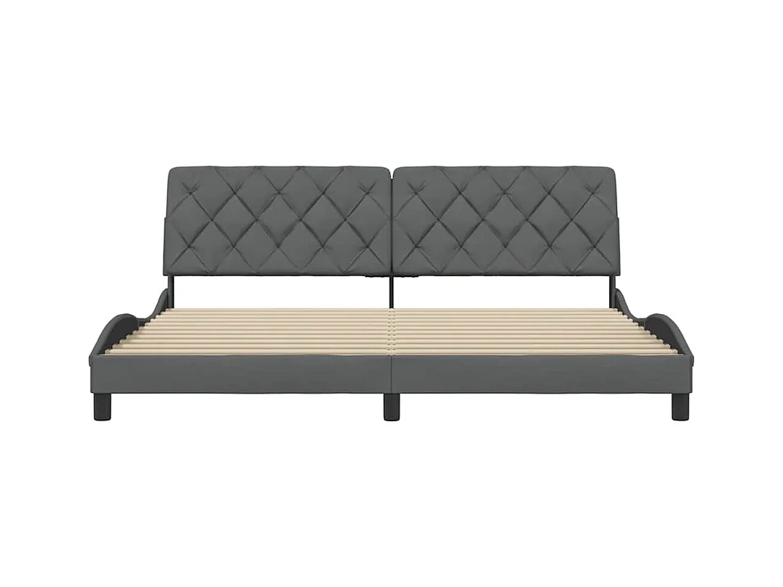 Cadre de lit sans matelas gris foncé 200x200 cm tissu