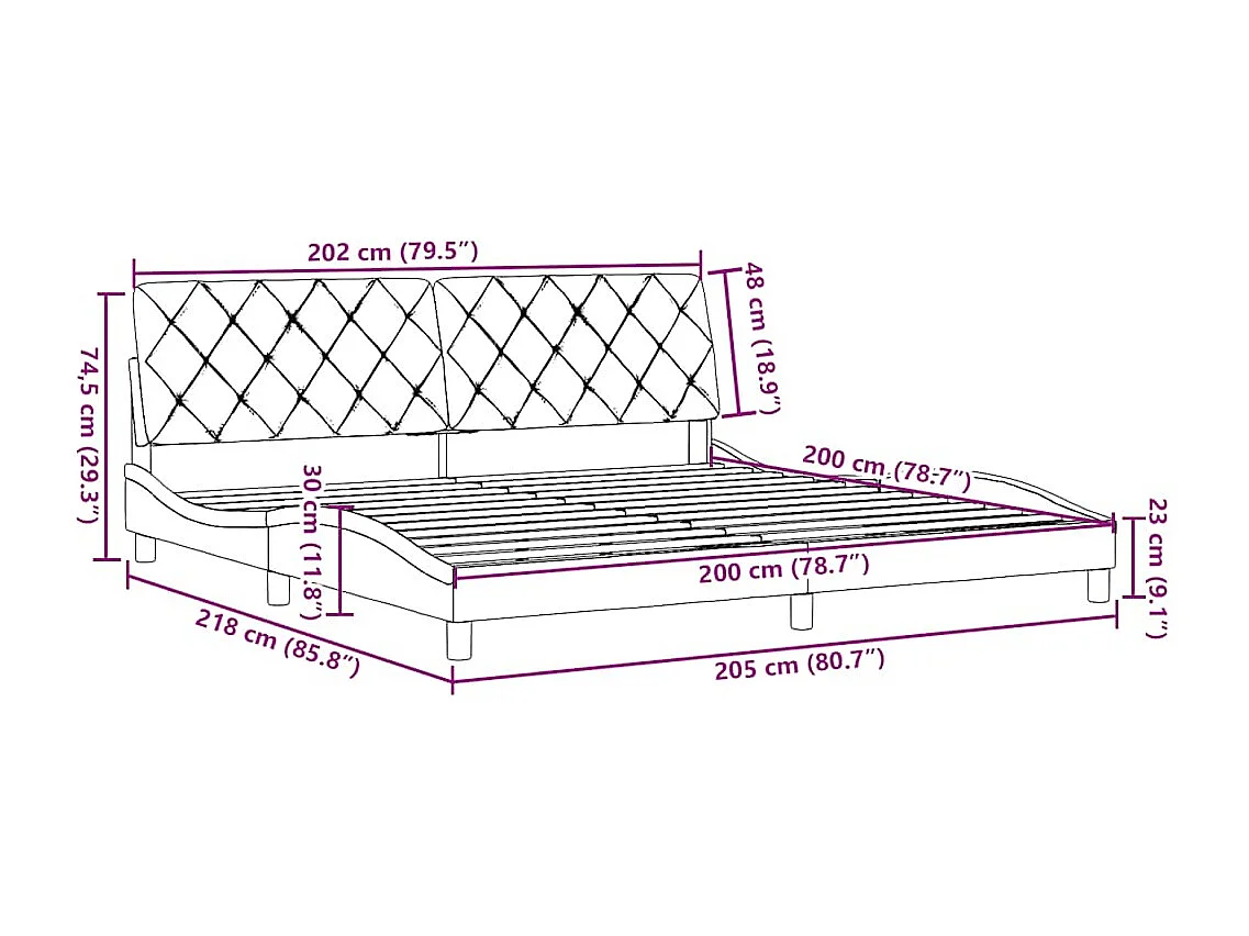 Bettgestell ohne Matratze Dunkelgrau 200x200 cm Stoff
