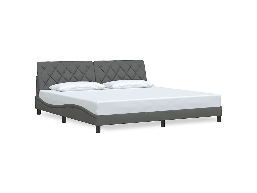 Estrutura de cama sem colchão 200x200 cm tecido cinzento-escuro