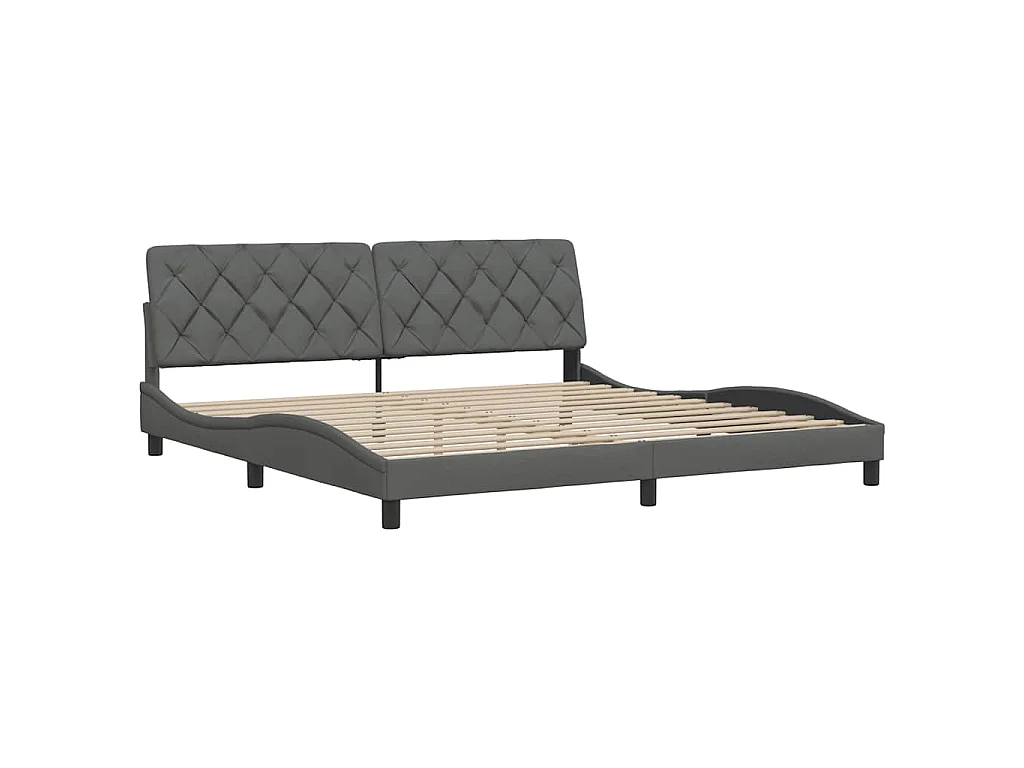 Estrutura de cama sem colchão 200x200 cm tecido cinzento-escuro