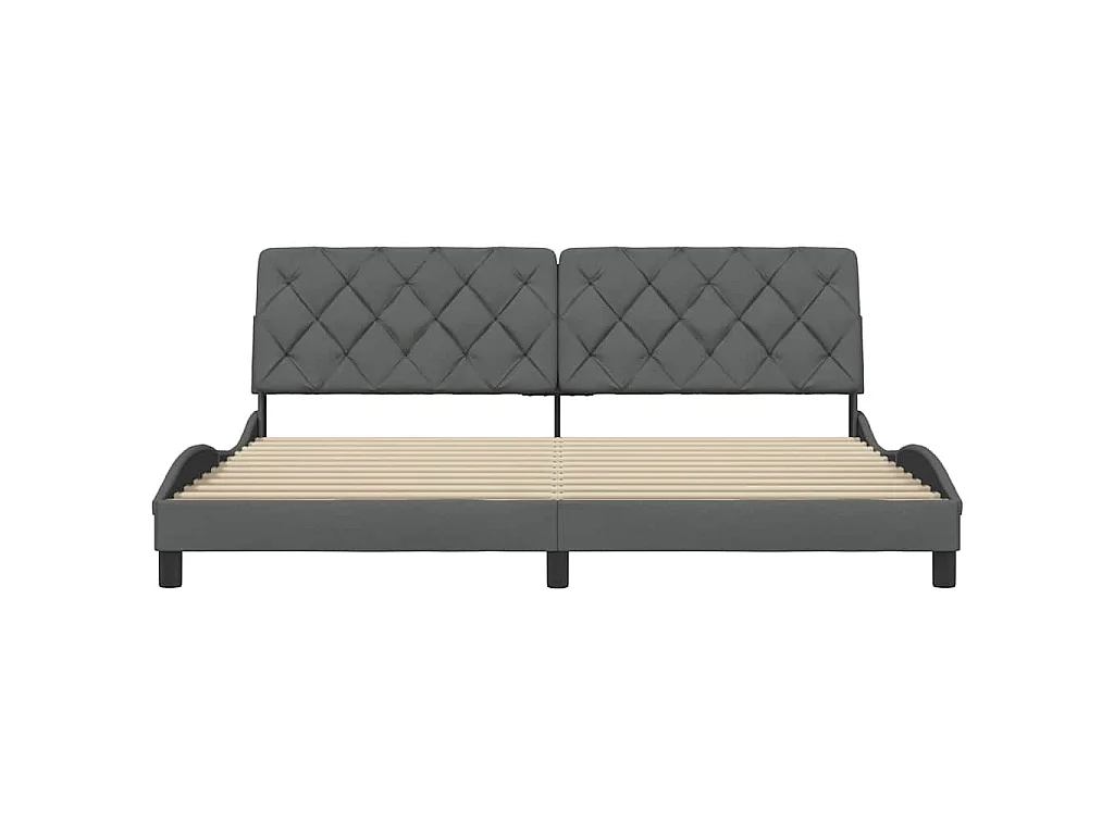 Estrutura de cama sem colchão 200x200 cm tecido cinzento-escuro