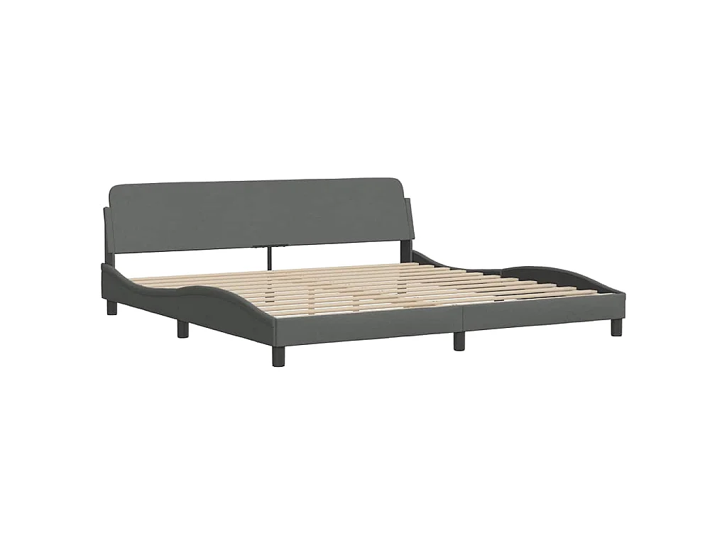 Estrutura de cama sem colchão 200x200 cm tecido cinzento-escuro