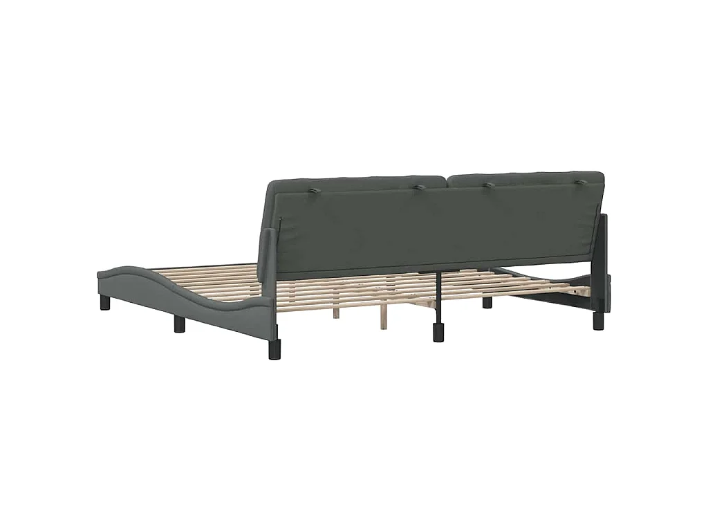 Estrutura de cama sem colchão 200x200 cm tecido cinzento-escuro