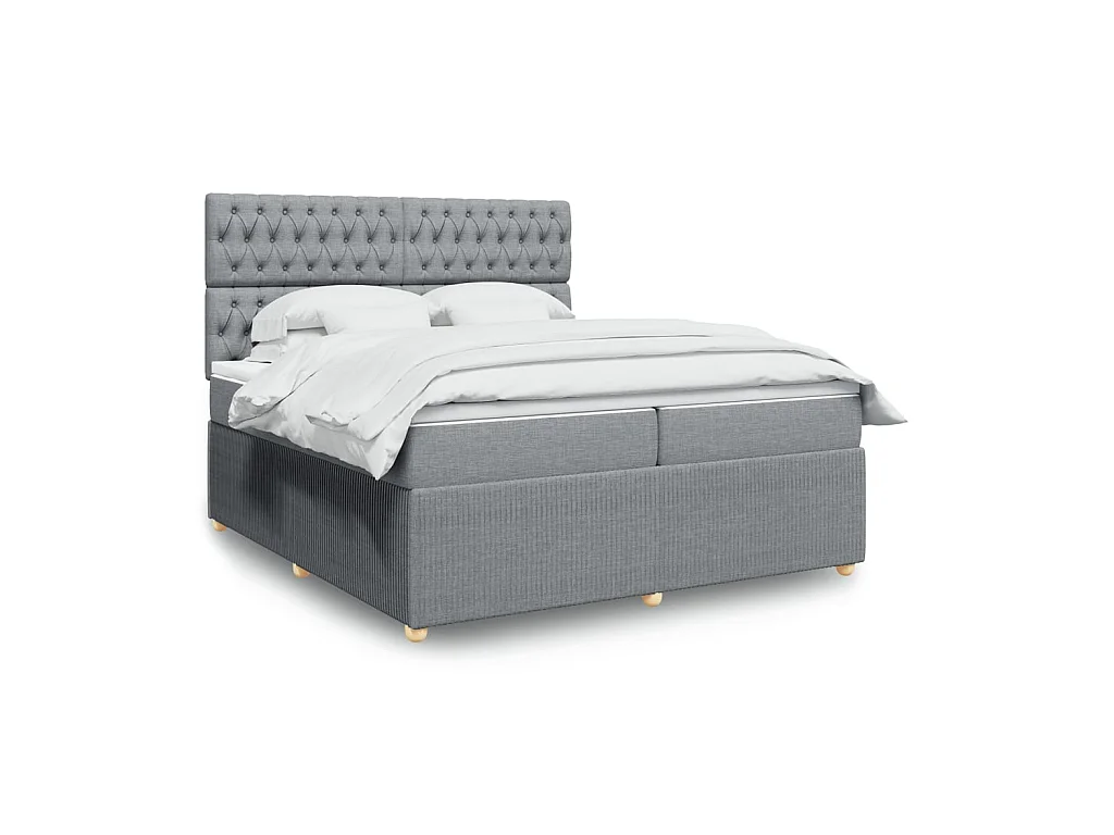Sommier à lattes de lit avec matelas Gris clair 200x200cm Tissu