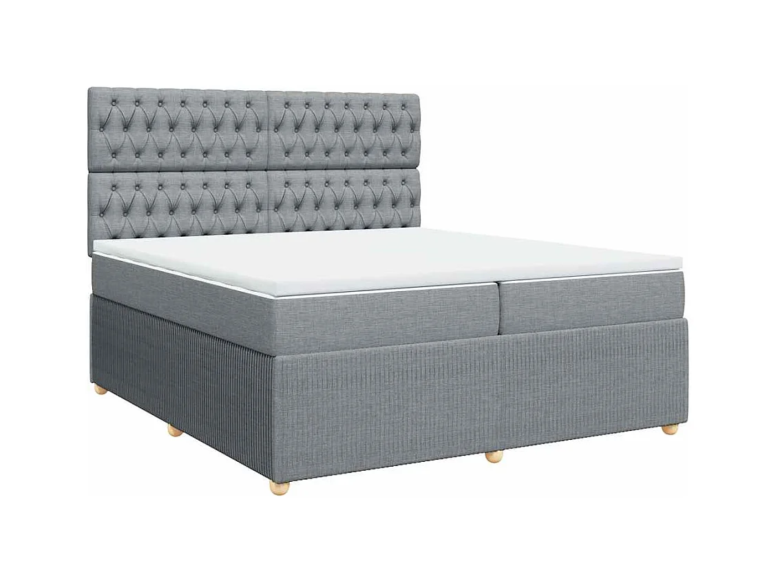 Sommier à lattes de lit avec matelas Gris clair 200x200cm Tissu