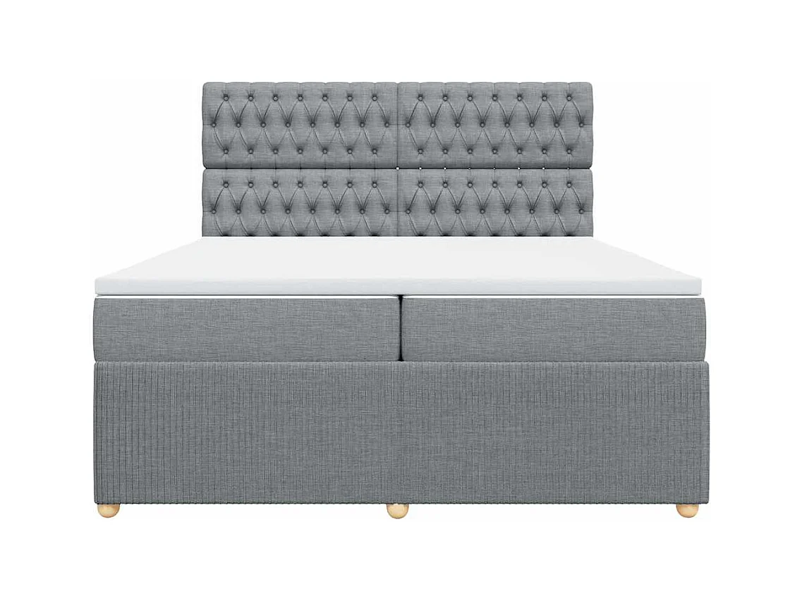 Sommier à lattes de lit avec matelas Gris clair 200x200cm Tissu