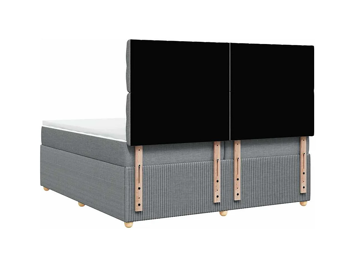 Sommier à lattes de lit avec matelas Gris clair 200x200cm Tissu