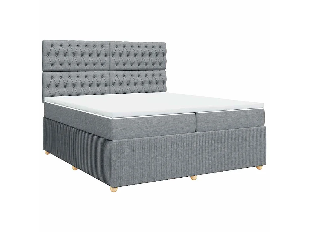 Cama com molas/colchão 200x200 cm tecido cinza-claro