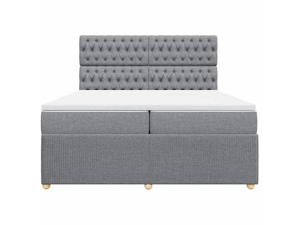 Cama com molas/colchão 200x200 cm tecido cinza-claro