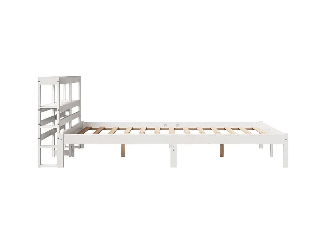 Cadre de lit sans matelas blanc 150x200 cm bois de pin massif