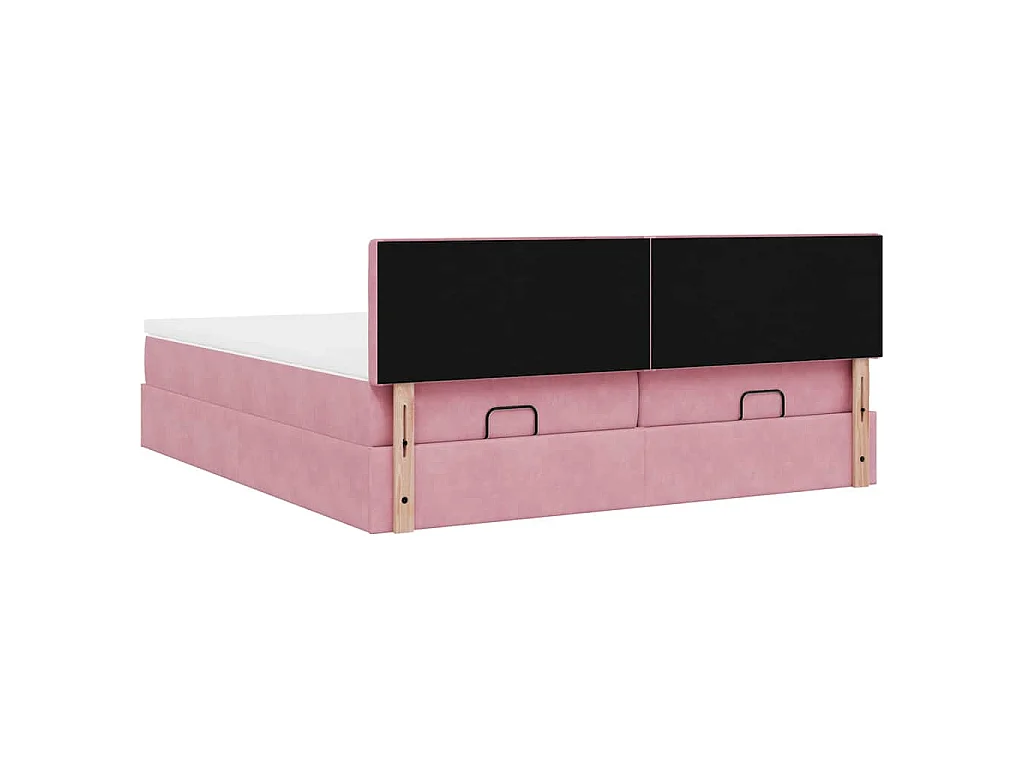 Ottoman-Bett mit Matratzen & LEDs Rosa 200x200 cm Samt