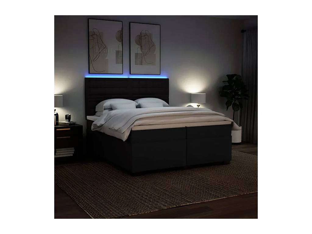 Sommier à lattes de lit avec matelas Noir 200x200 cm Tissu