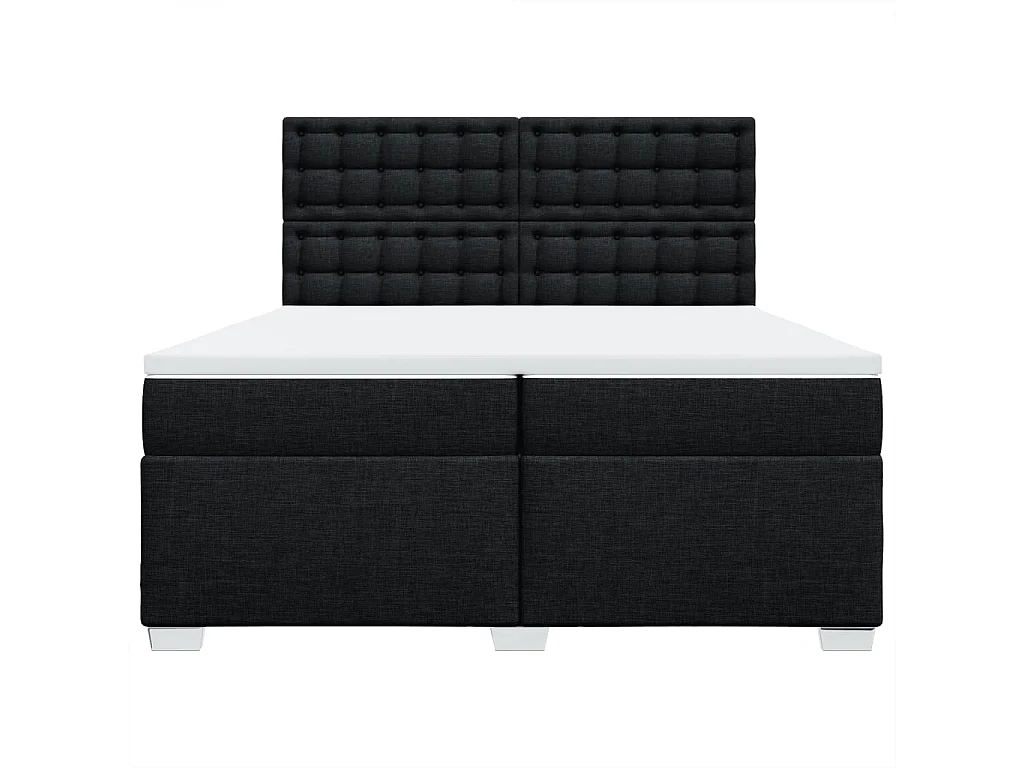 Cama box spring con colchón tela negro 200x200 cm