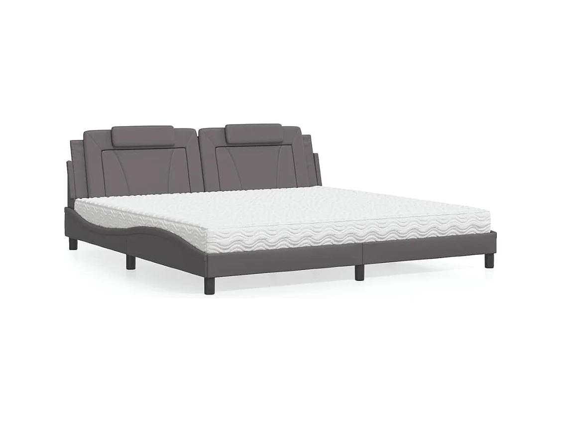 Letto con Materasso Grigio 200x200 cm in Similpelle