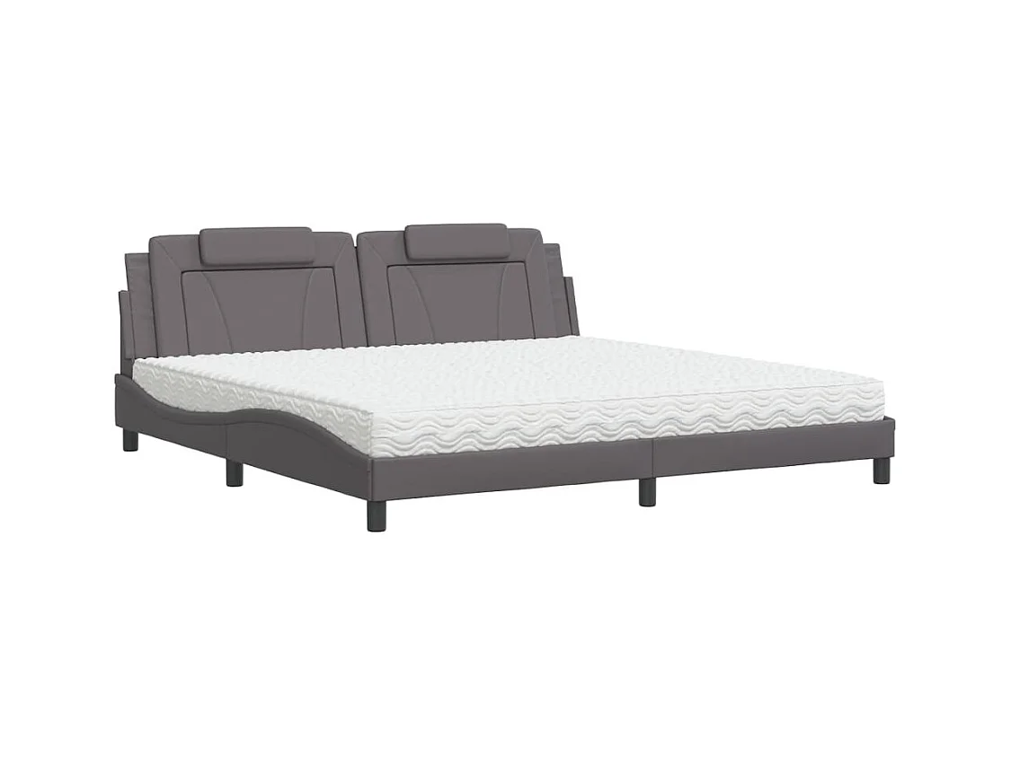 Letto con Materasso Grigio 200x200 cm in Similpelle