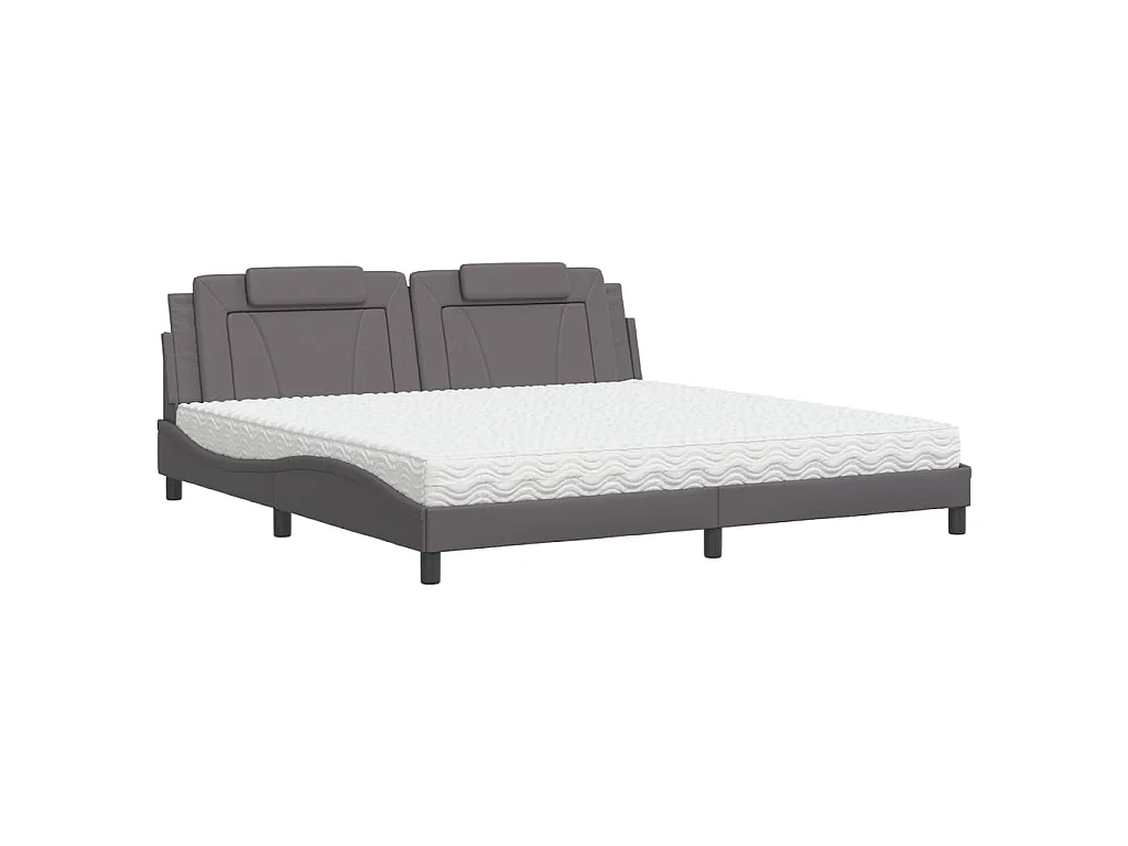 Letto Viana con Materasso Grigio 200x200 cm in Similpelle