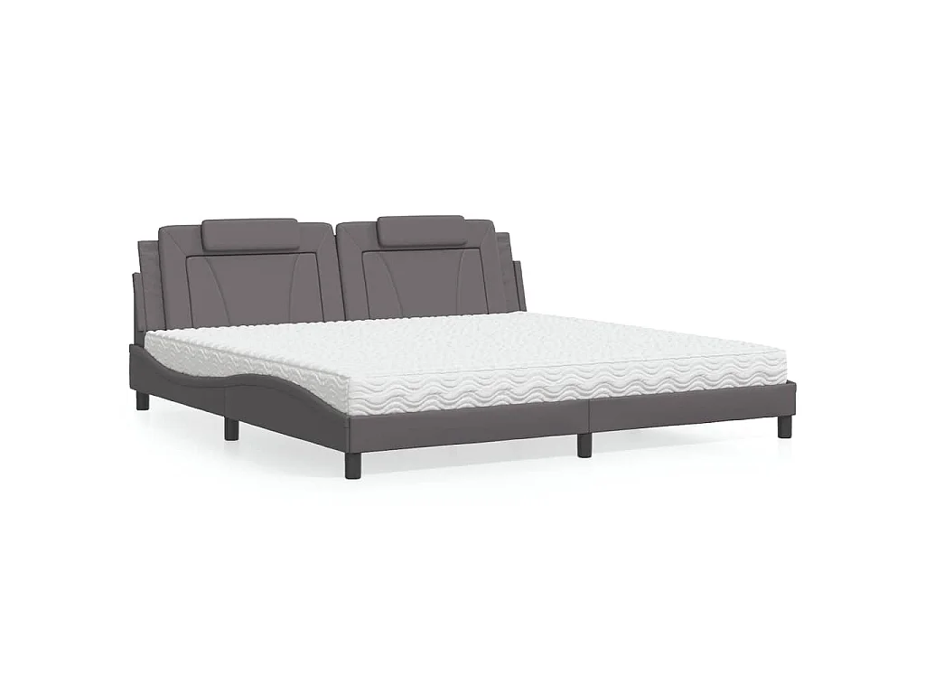 Letto Viana con Materasso Grigio 200x200 cm in Similpelle