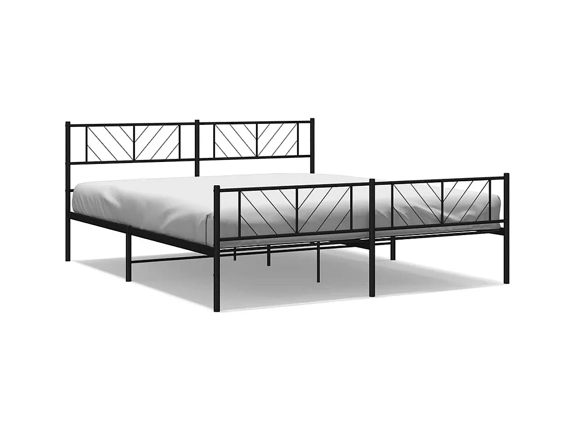 Cadre de lit métal sans matelas avec pied de lit noir 193x203cm