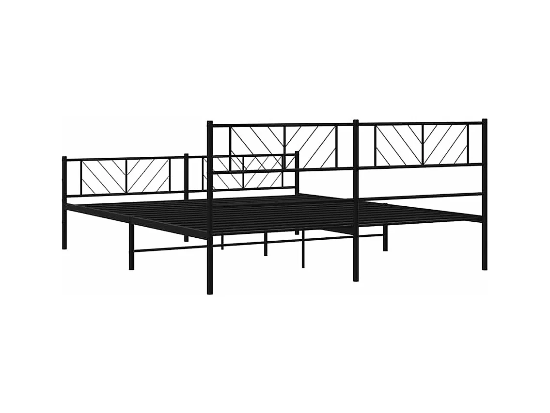 Cadre de lit métal sans matelas avec pied de lit noir 193x203cm