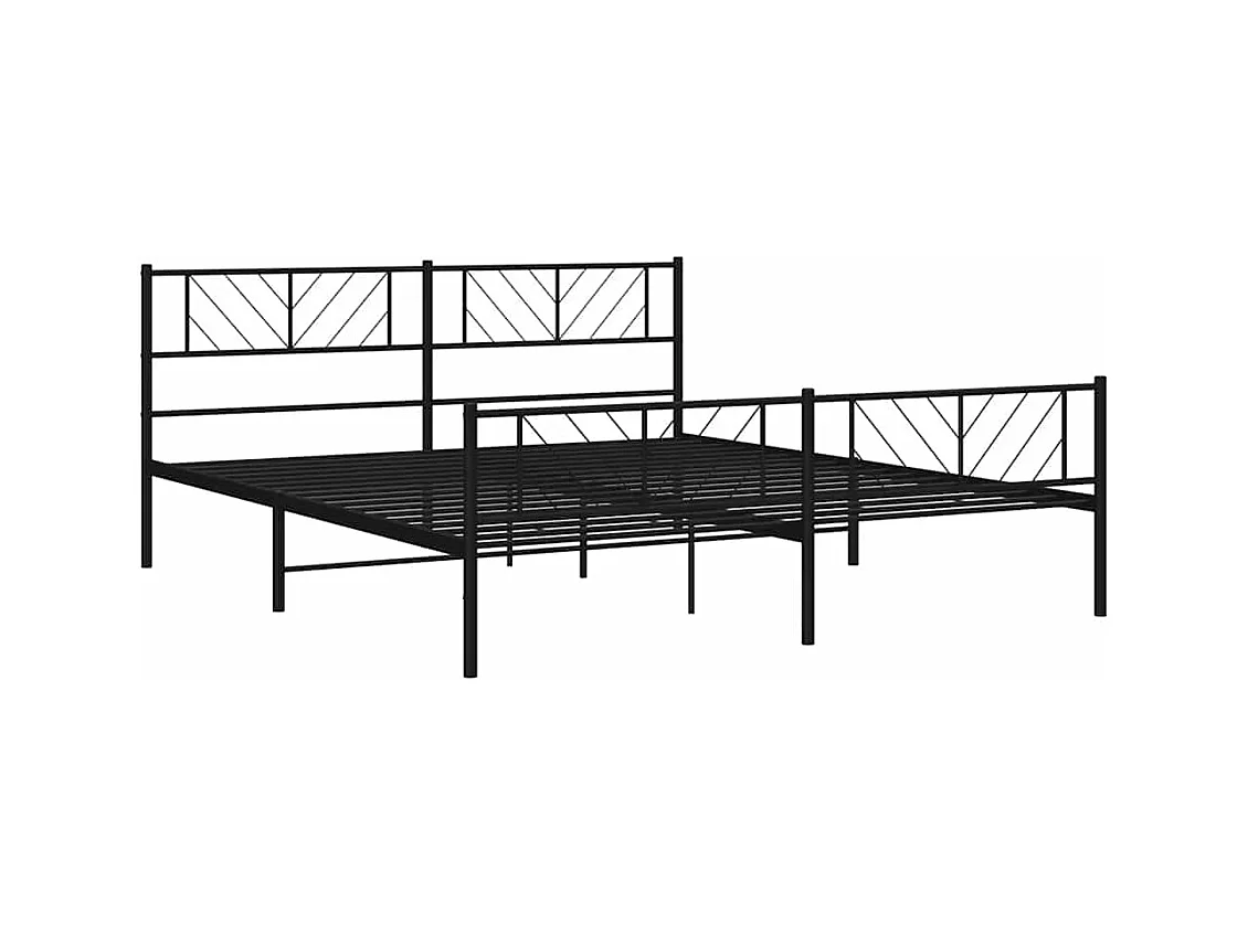 Cadre de lit métal sans matelas avec pied de lit noir 193x203cm