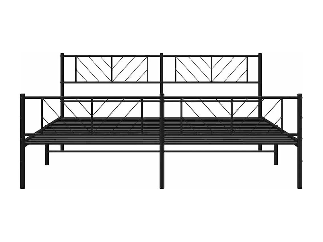 Cadre de lit métal sans matelas avec pied de lit noir 193x203cm