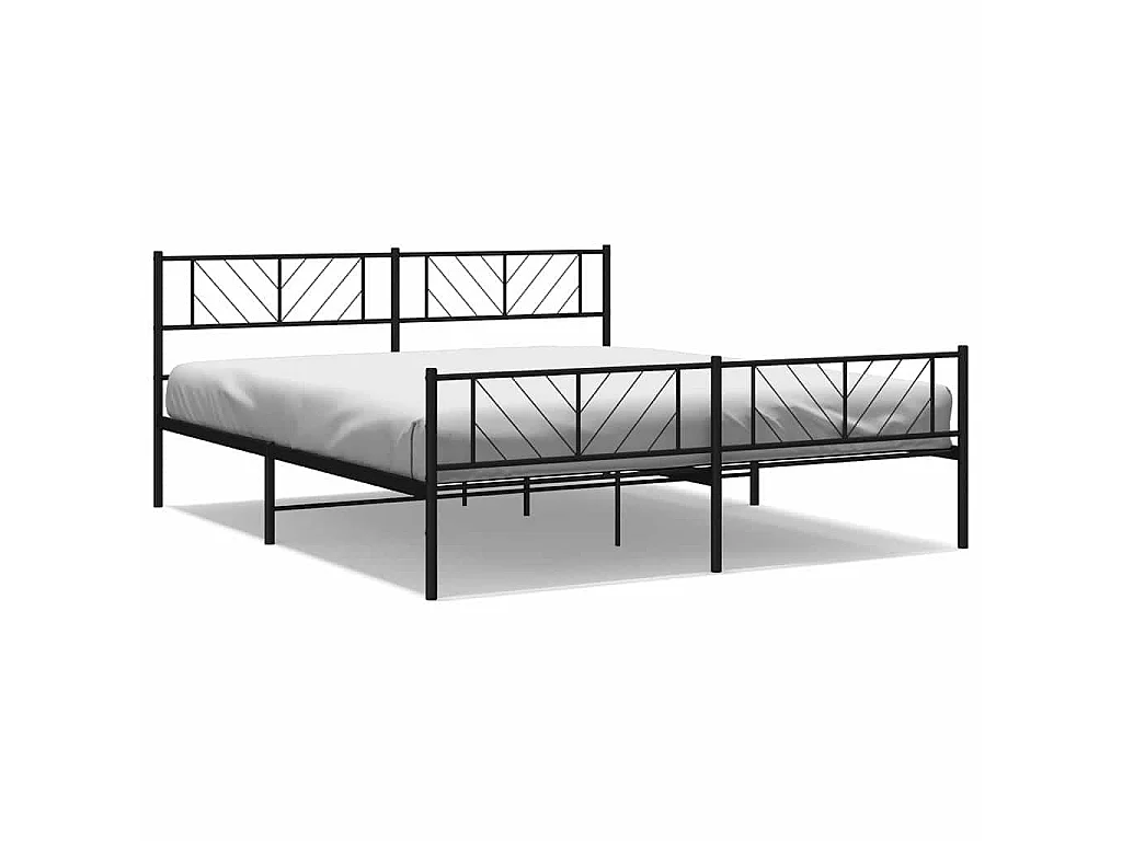 Cadre de lit métal sans matelas avec pied de lit noir 193x203cm