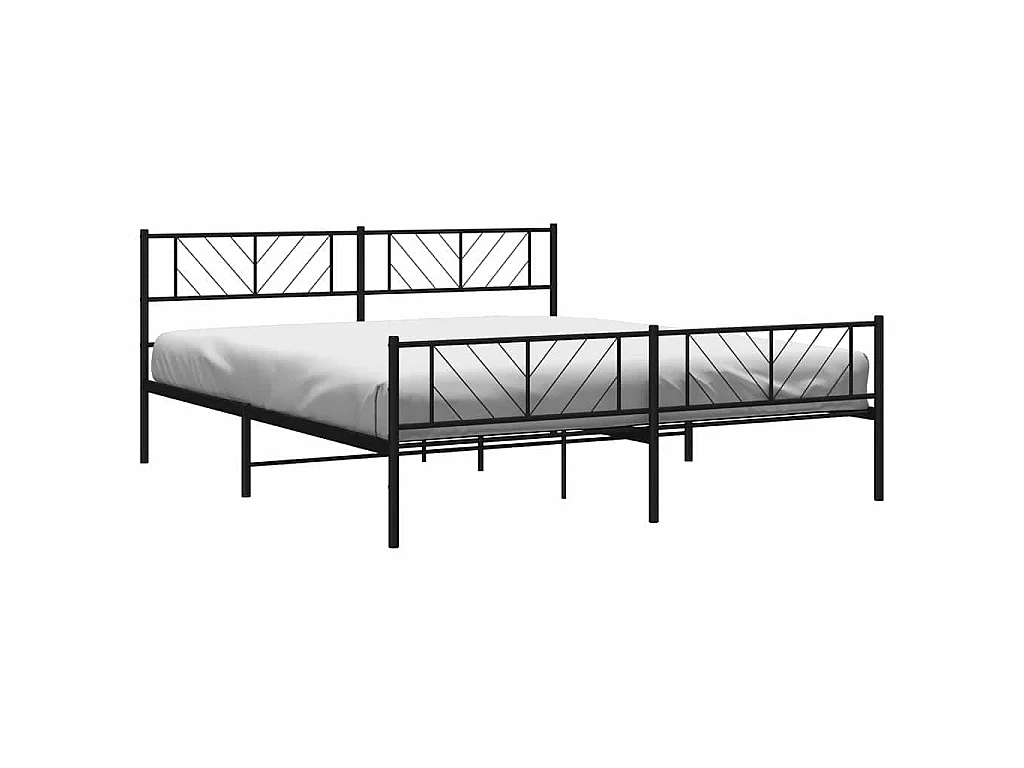 Cadre de lit métal sans matelas avec pied de lit noir 193x203cm