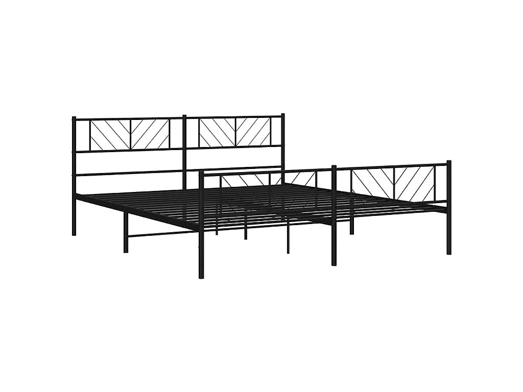 Cadre de lit métal sans matelas avec pied de lit noir 193x203cm
