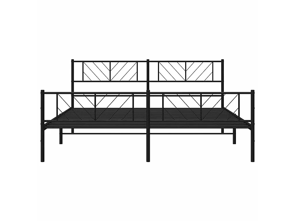 Cadre de lit métal sans matelas avec pied de lit noir 193x203cm
