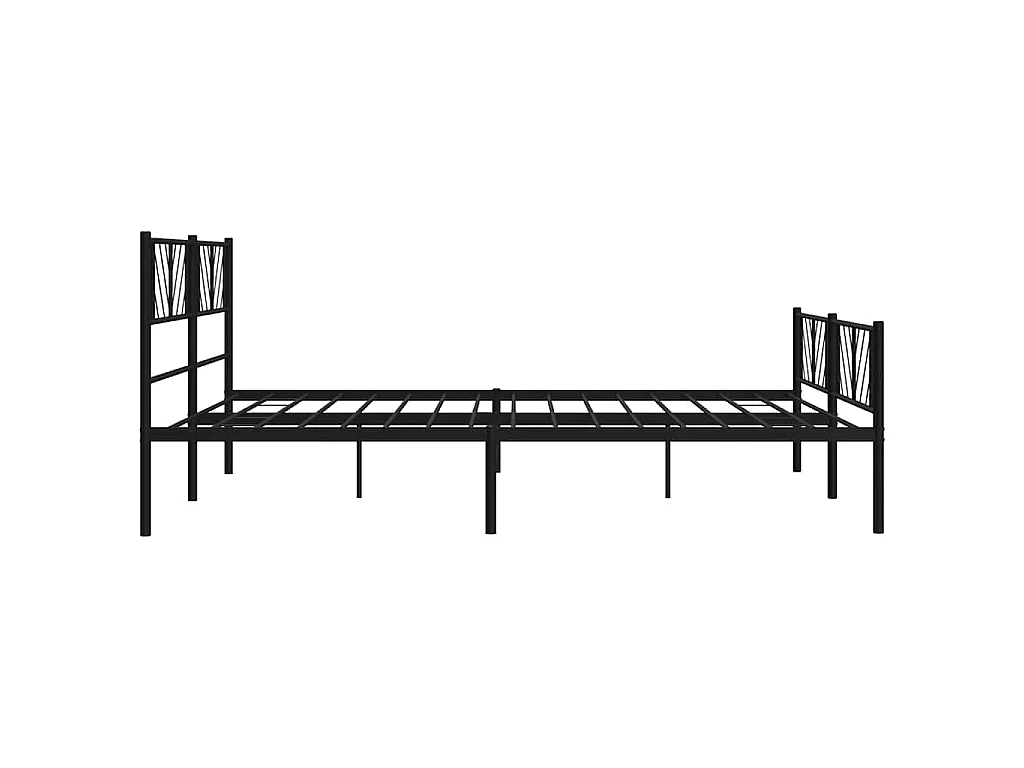 Cadre de lit métal sans matelas avec pied de lit noir 193x203cm