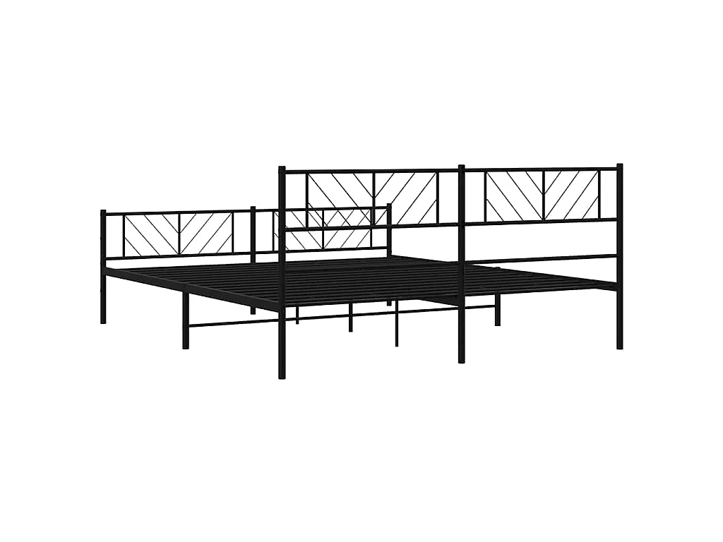 Cadre de lit métal sans matelas avec pied de lit noir 193x203cm
