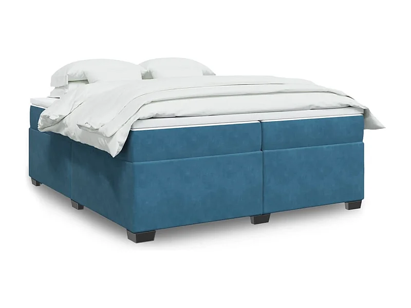 Sommier à lattes de lit et matelas Bleu foncé 200x200cm Velours