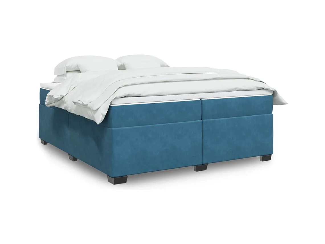 Sommier à lattes de lit et matelas Bleu foncé 200x200cm Velours